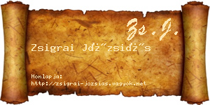 Zsigrai Józsiás névjegykártya